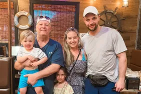 Chuck Potthast, Elizabeth Castravet, and Andrei Castravet posing with their children