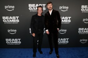Jeff Probst posing with MrBeast at the premiere of Best Games Season 2